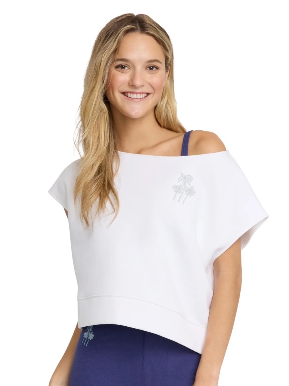 Mills by Millie Bobby Brown Women's Off Shoulder Short Sleeve Sweatshirt